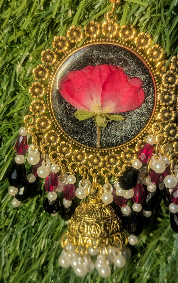 Black-base Rose Jhumka